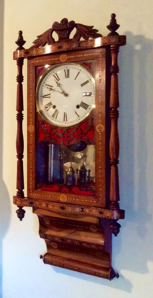 Quality Inlaid Walnut Drop Dial Clock