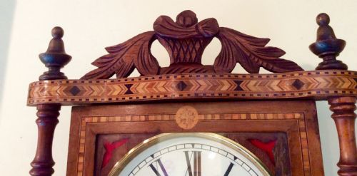 fig 1. Quality inlaid walnut drop dial clock