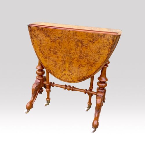 Lovely Wee Baby Antique Inlaid Burr Walnut Sutherland Table