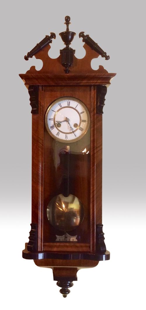 Stunning Quality Walnut and Black Spring Vienna
8 Day Antique Wall Clock