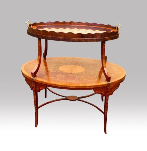 Magnificent  Inlaid Marquetry
mahogany and Satinwood Antique Etargere
