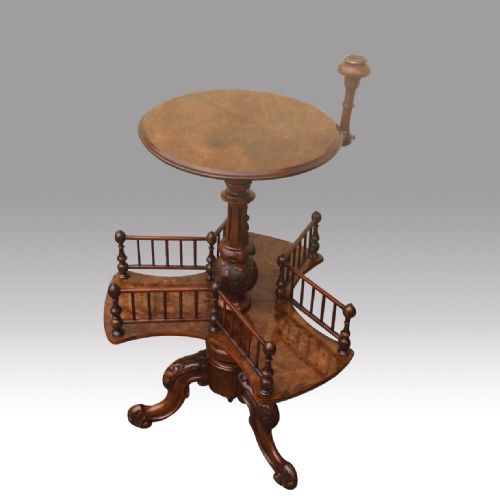 Superb Victorian Antique Burr Walnut Revolving Book Table