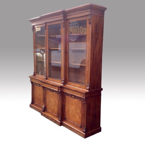 fig 1. Very Fine Quality Antique Mahogany Three Door Library Breakfront Bookcase.