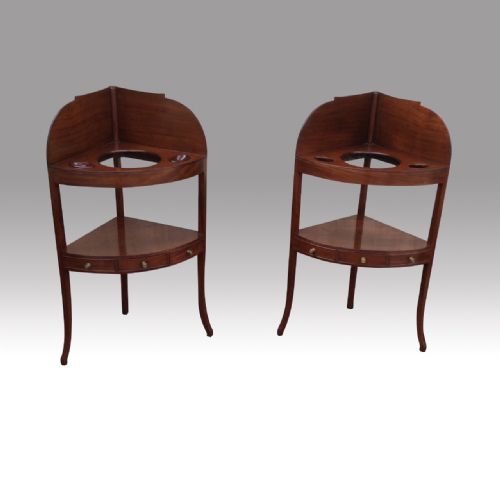 STUNNING PAIR OF ANTIQUE GEORGIAN CORNER WASHSTANDS TABLESCABINETS - ADDITIONAL PHOTO 4