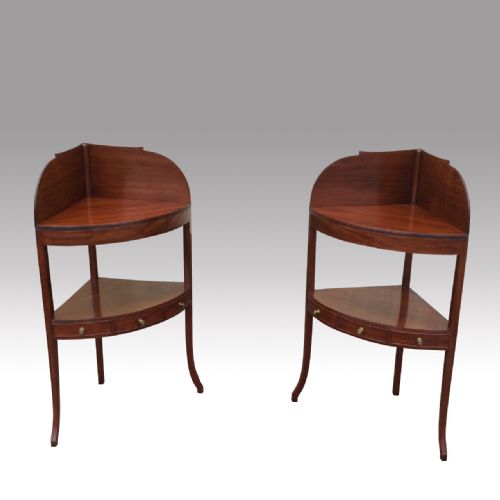 STUNNING PAIR OF ANTIQUE GEORGIAN CORNER WASHSTANDS TABLESCABINETS - ADDITIONAL PHOTO 1