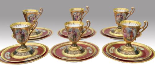 Stunning Antique Royal Vienna Cabaret Tea Set