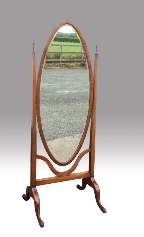 Fine Edwardian Mahogany Cheval Mirror