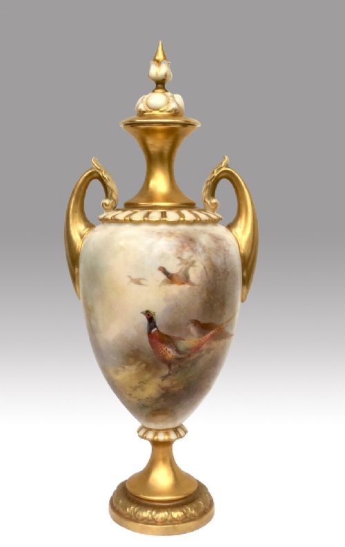Fabulous James Stinton Signed Royal Worcester Lidded Vase
