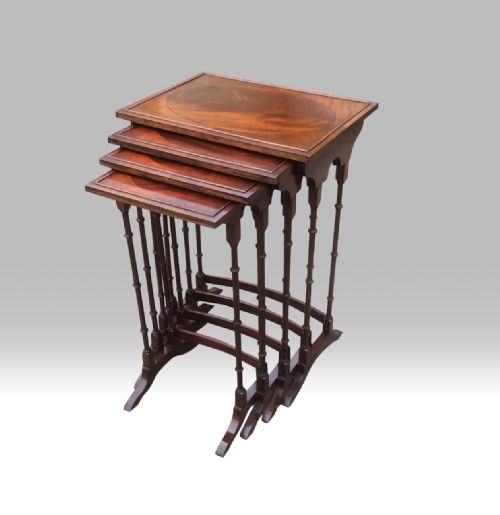Superb Quality Antique Mahogany Inlaid  Nest of Four 4 Tables

