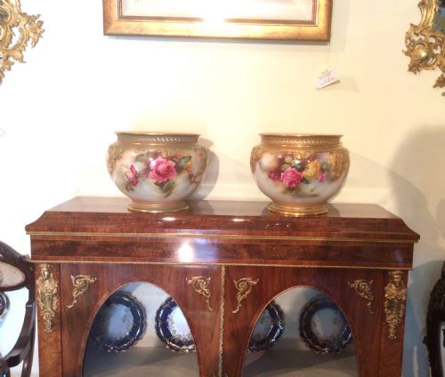 Two Fantastic Large Hand Painted Gilded Royal Worcester Jardinieres