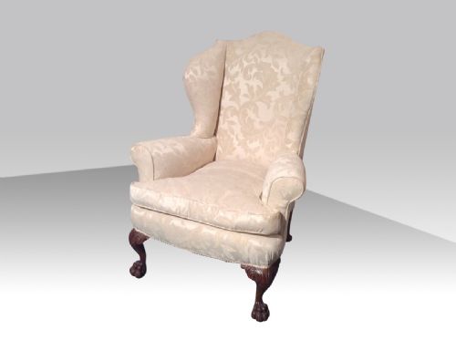 Quality Antique Upholstered Wing Back Wingback Chair 
