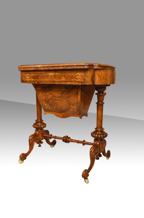 A Beautiful Burr Walnut & Marquetry Inlaid Victorian  Chess/backgammon/work/sewing Table.