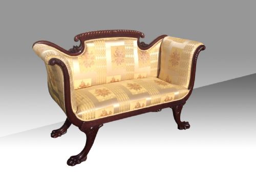 Magnificent Antique Regency Mahogany Settee of Small Proportions.


