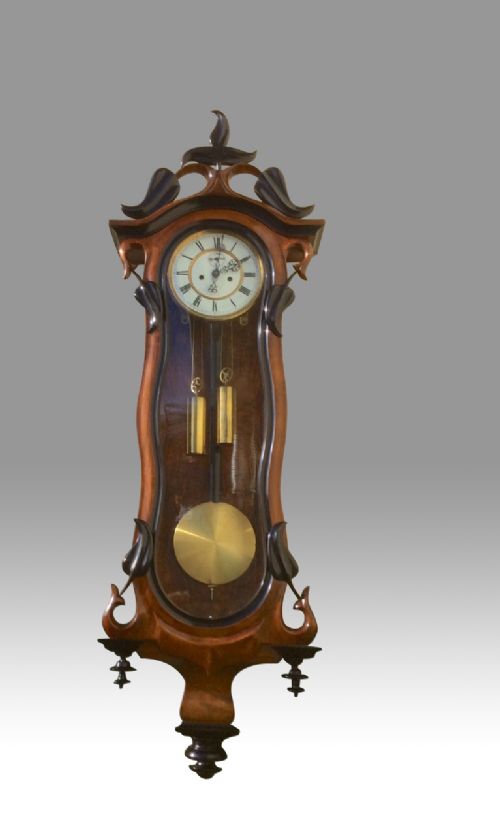 Fabulous Antique Art Nouveau , Double Weight Vienna Wall Clock