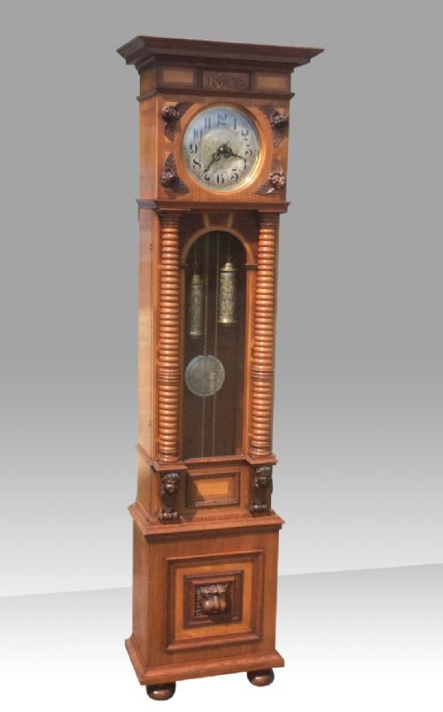 Superb Burr and Walnut Inlaid Art Nouveau
long Case Grandfather Clock