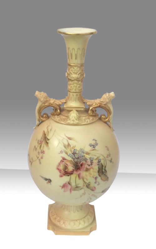 Superb Antique Royal Worcester Painted and Blush Ivory Vase
dated 1893
[By Edward Raby}