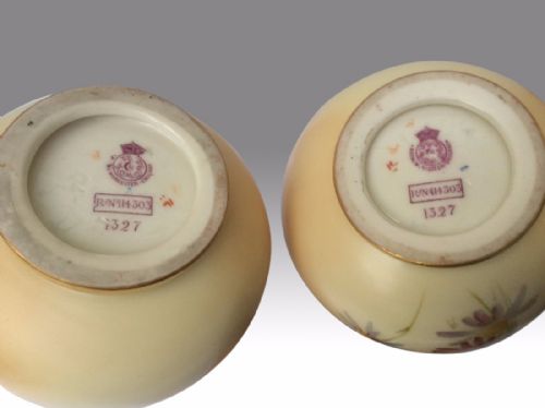 VERY FINE PAIR OF ANTIQUE PAINTED AND BLUSH IVORY ROYAL WORCESTER VASESDATED 18939INS TALLBY E RABY - ADDITIONAL PHOTO 3
