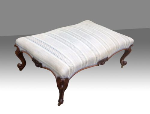 Large Victorian Mahogany Antique Cabriole Leg Stool.
