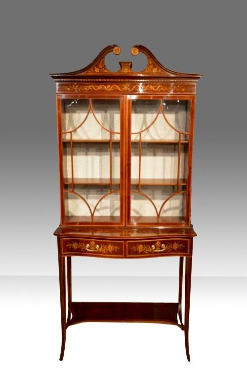 A Magnificent Antique Mahogany Inlaid Cabinet on Stand by Edwards & Roberts of London of Stunning Quality.