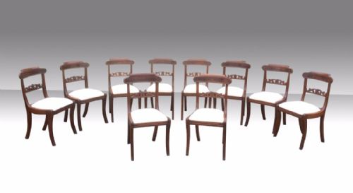 Fabulous and Rare Set of Ten Antique Period Regency Mahogany Dining Chairs