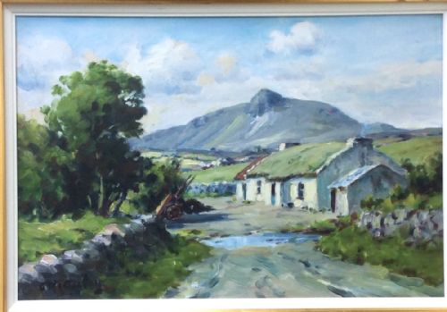 fig 1. Superb Charles McAuley Irish Oil Painting of Tievebulliagh,Glen Ballyenion.