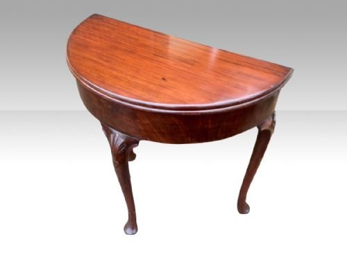 FABULOUS RARE ANTIQUE IRISHGEORGE 11 MAHOGANY DEMI LUNE TURN OVER LEAFGAMES TABLE - ADDITIONAL PHOTO 2