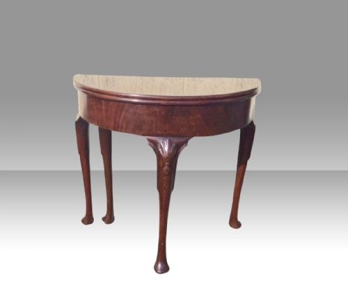 FABULOUS RARE ANTIQUE IRISHGEORGE 11 MAHOGANY DEMI LUNE TURN OVER LEAFGAMES TABLE - ADDITIONAL PHOTO 4