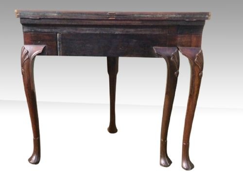 FABULOUS RARE ANTIQUE IRISHGEORGE 11 MAHOGANY DEMI LUNE TURN OVER LEAFGAMES TABLE - ADDITIONAL PHOTO 8