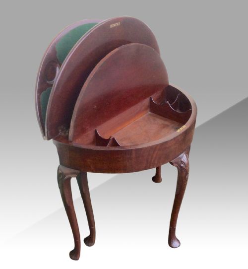 FABULOUS RARE ANTIQUE IRISHGEORGE 11 MAHOGANY DEMI LUNE TURN OVER LEAFGAMES TABLE - ADDITIONAL PHOTO 6