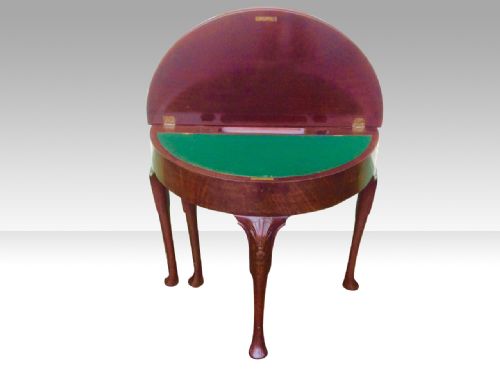 FABULOUS RARE ANTIQUE IRISHGEORGE 11 MAHOGANY DEMI LUNE TURN OVER LEAFGAMES TABLE - ADDITIONAL PHOTO 13