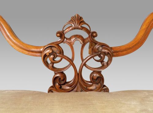 fig 1. A beautiful antique walnut window seat settee of small proportions .