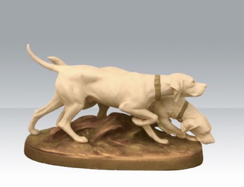 Superb Pair of Antique Royal Dux Hunting Dogs
