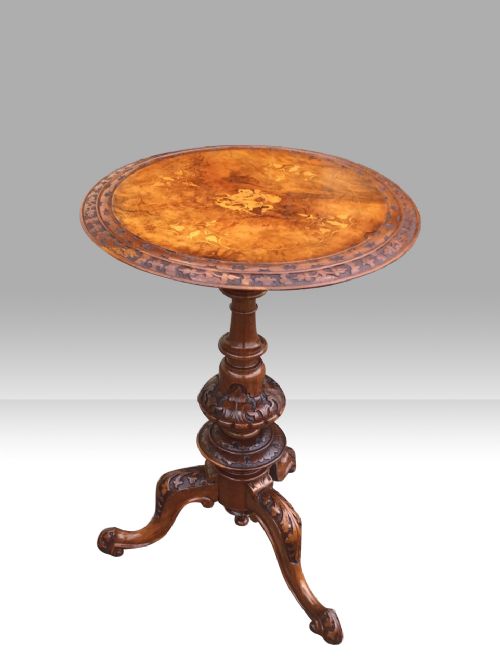 Wonderful Quality Antique Inlaid Marquetry Burr Walnut  Occasional Wine  Table in Fabulous Colour and Condition