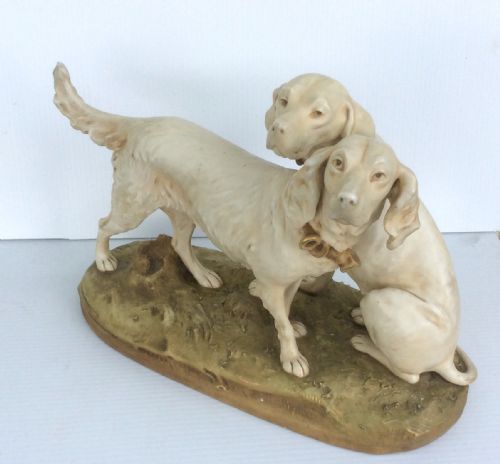 Superb Pair of Antique Royal Dux Hunting Dogs.
