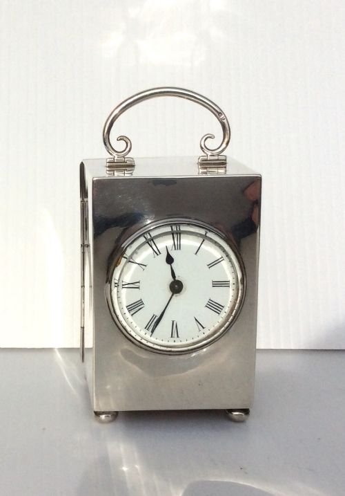 A Fine Antique Sterling Silver English Boudoir Timepiece Carriage Clock Hallmarked Birmingham 1899