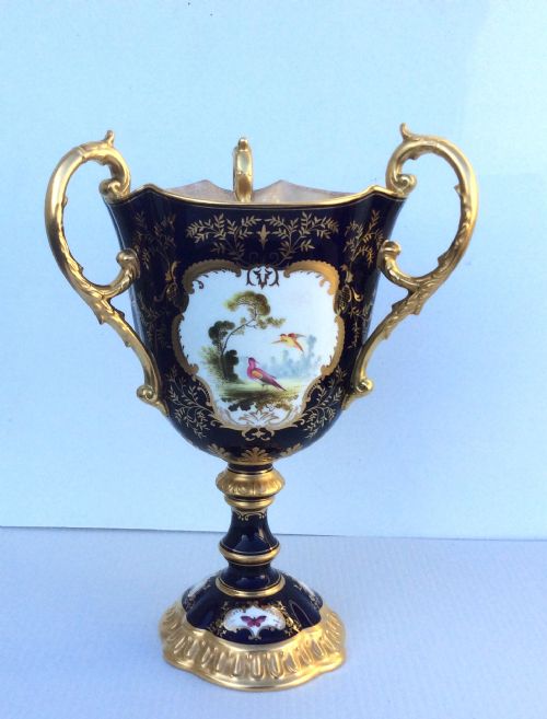 A Stunning Large Antique Coalport Three Handled Chalice Cup.