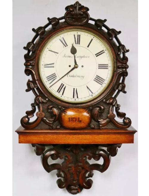 An Exceptional Large Antique  Carved Bracket Style Wall Clock.