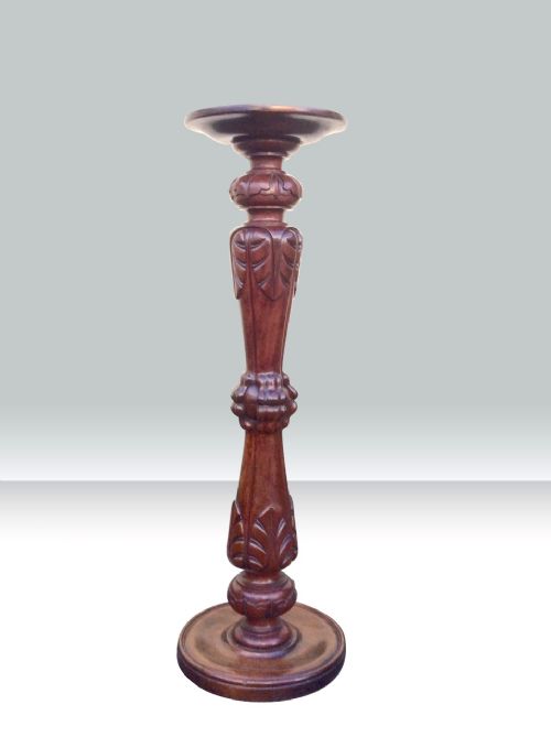 Quality Antique Carved Mahogany Pedestal Torchere