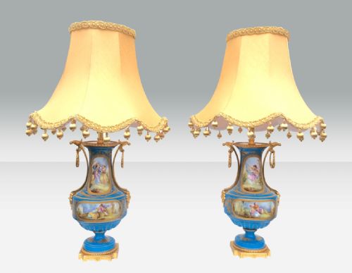 Beautiful Pair of Antique French
 Sevres Lamps
