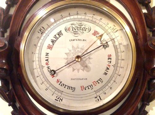 SUPERB QUALITY ANTIQUE MAHOGANY NEGRETTI ZAMBRA ANEROID BAROMETER - ADDITIONAL PHOTO 2