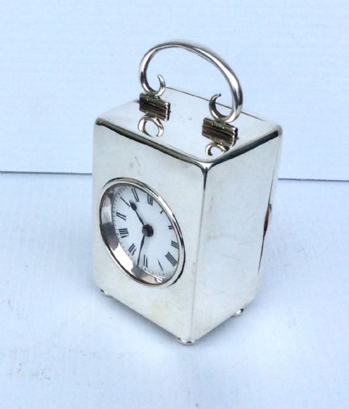 A Beautiful Small Antique Sterling Silver Timepiece Boudoir Carriage Clock.french Movement,