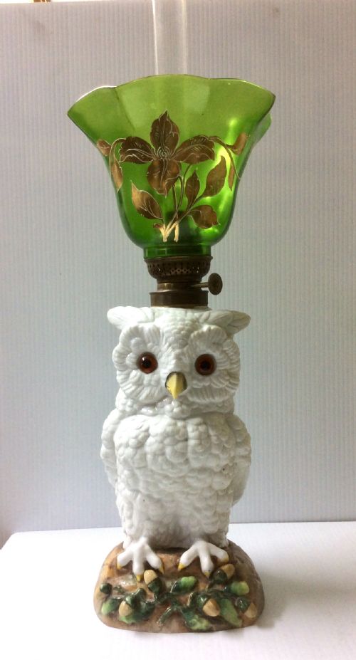 Antique Owl Oil Lamp
