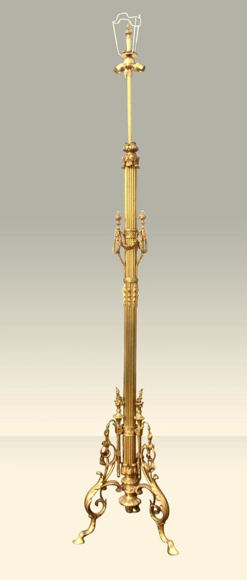 Fabulous Antique Gilt Brass Standard Lamp.