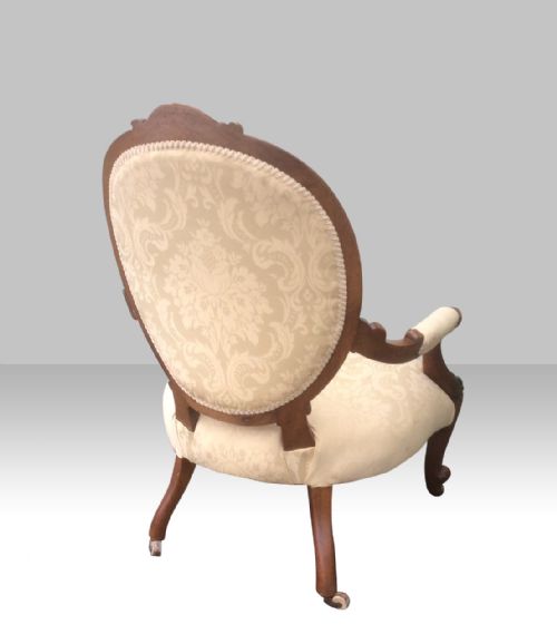 SUPERB ANTIQUE VICTORIAN WALNUT CABRIOLELEG OPEN ARM SPOON BACK ARMCHAIR - ADDITIONAL PHOTO 4