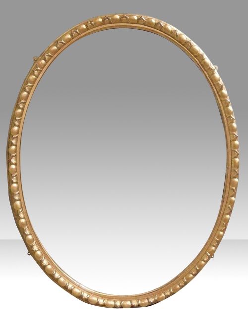 Large Antique English Giltwood Oval Wall Mirror