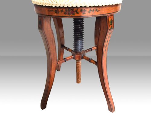 ANTIQUE SATINWOOD REVOLVING MUSIC CHAIR - ADDITIONAL PHOTO 6