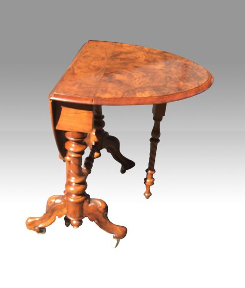 ANTIQUE BURR WALNUT BABY SUTHERLAND TABLE IN SUPERB CONDITION - ADDITIONAL PHOTO 5