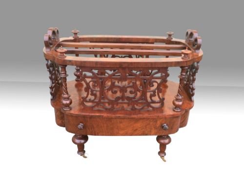 Antique Burr Walnut Victorian Canterbury,magazine Holder
