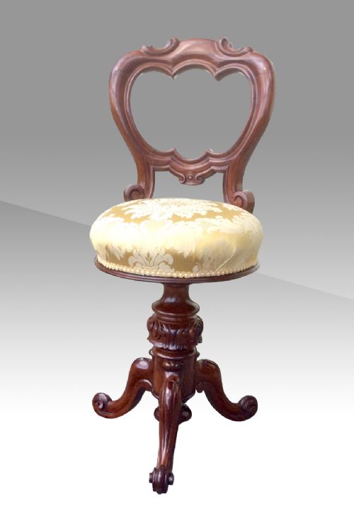 Beautiful Victorian Rosewood Revolving Antique Music Desk Chair