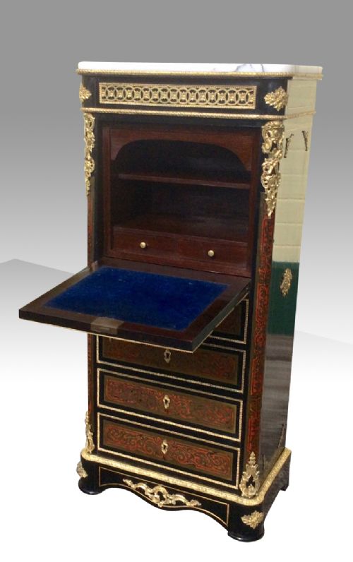 fig 1. A fabulous French boulle Louis XV style ebonised wellington secretaire chest ,cabinet